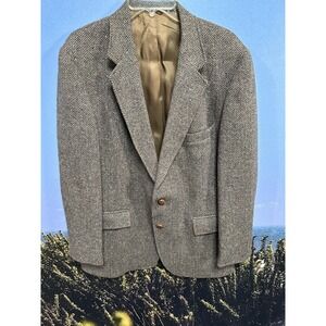 Tweed Beige Levis Menswear Sport‎ Coat Two Button Blazer Size 44R 100% Pure Wool